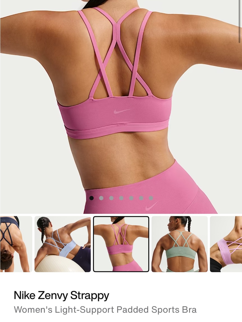 Nike Strappy Light-Support Sports Bra in Pink